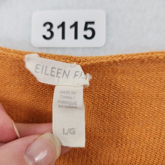 Eileen Fisher Shirt Womens Large Orange Organic Linen Long Sleeve Crew Neck - Picture 7 of 9
